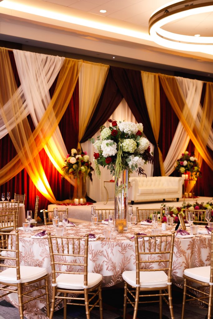 Modern hotel wedding reception at the Hyatt Regency Bloomington