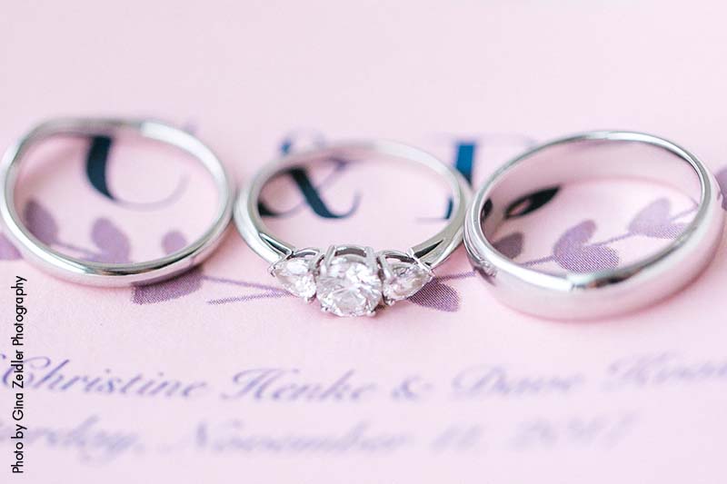 Simple elegant silver wedding rings