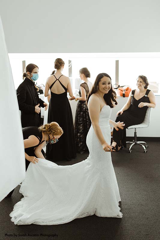 Bride getting ready in bridal suite