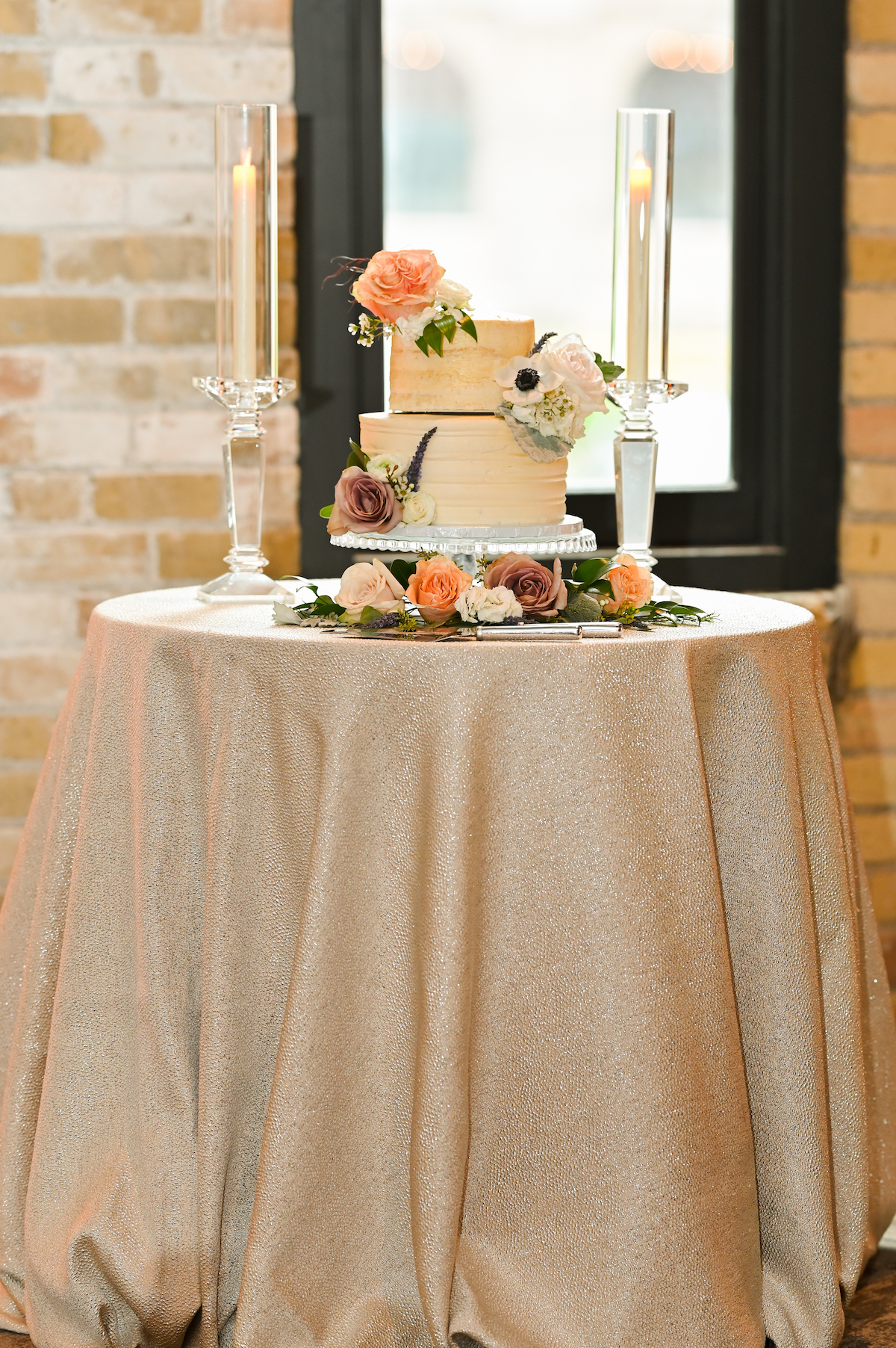 2-tier floral white wedding cake