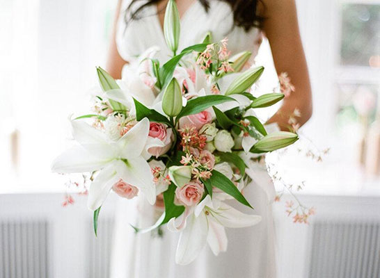 White lily bridal bouquet by Rison Design