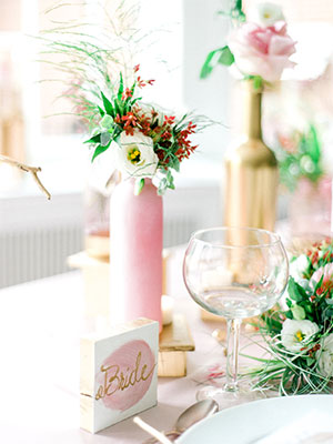 Blush and gold wedding decor by Rison Design