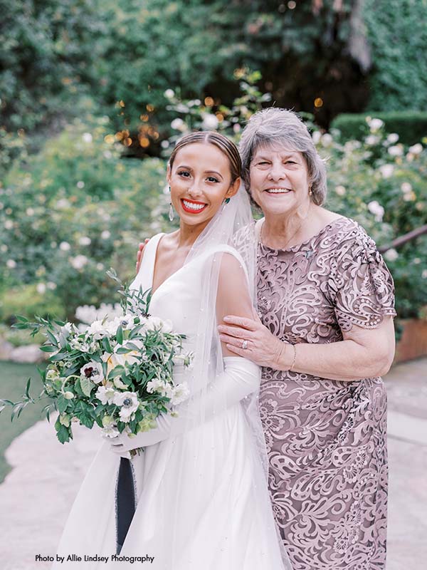 Bride poses with her grandmother