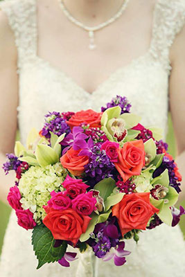 Bright bridal bouquet by Renning's Flowers