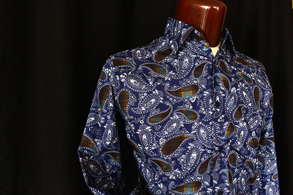 Blue paisley custom patterned button-up