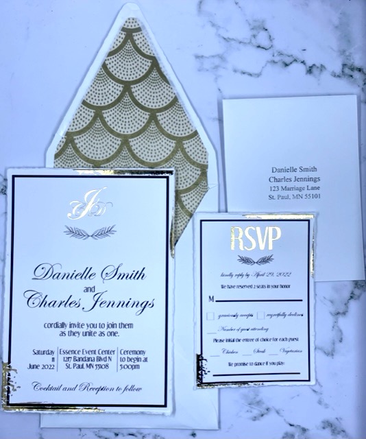 Luxury classic gold and white wedding invitation by D. Johnson & Co Greetings