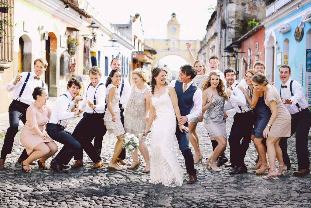 Bridal party dances in the streets of Mexico