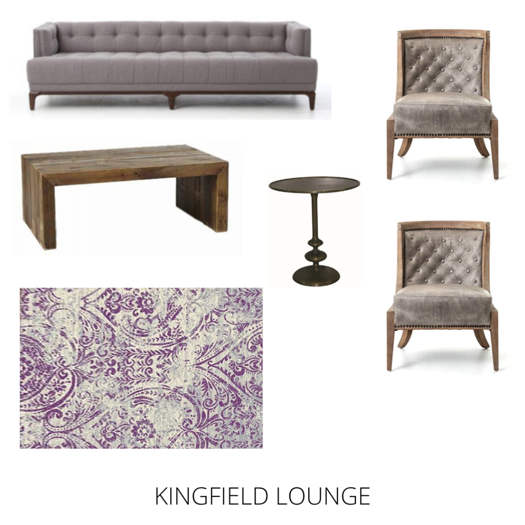 Purple and gray wedding lounge 