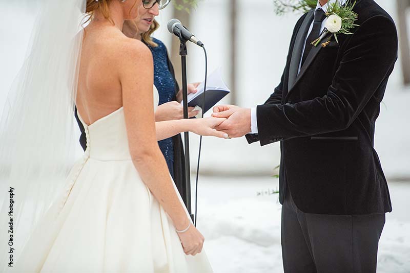 Bride and groom exchange vows