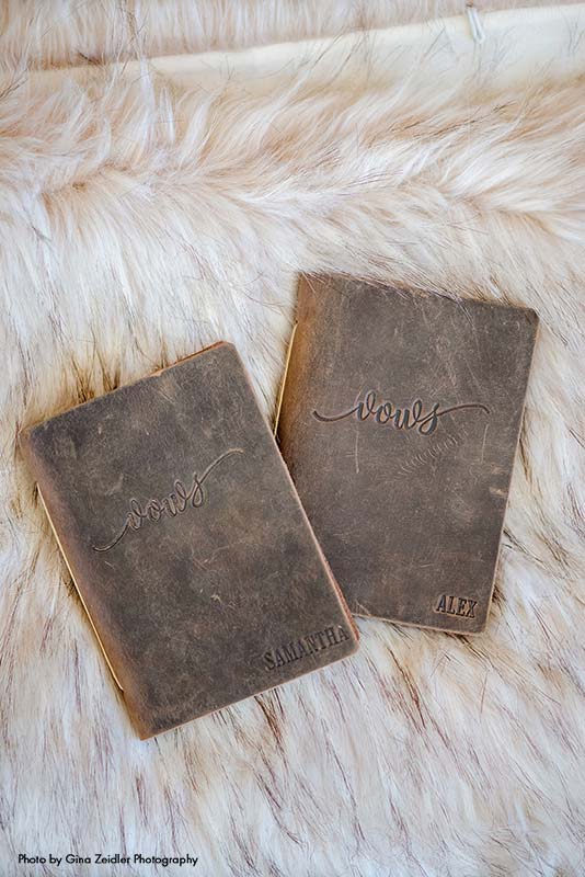 Leather wedding vow books