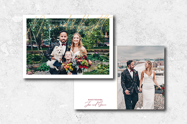 Custom wedding "Thank You" card with photos from the wedding day