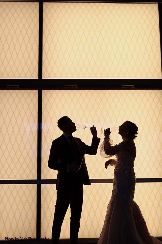 Bride and groom silhouette photo