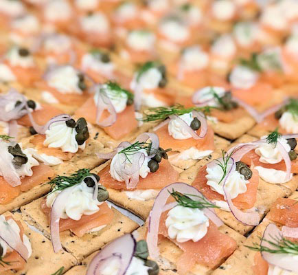 Wedding appetizer with salmon and cream cheese