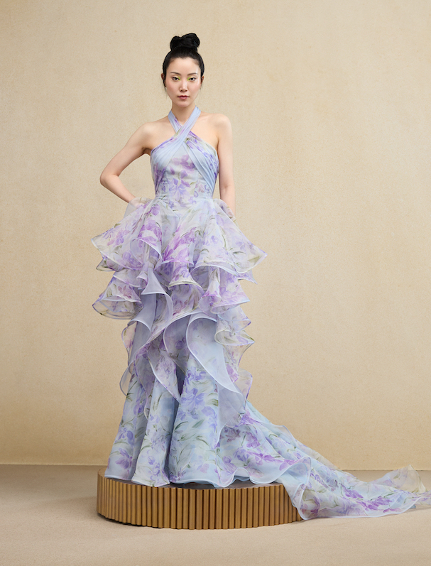 Lavender floral wedding dress
